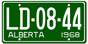 1968 ALBERTA LICENSE PLATE - 