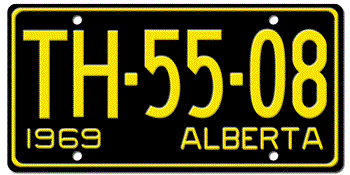 1969 ALBERTA LICENSE PLATE - EMBOSSED WITH YOUR CUSTOM NUMBER