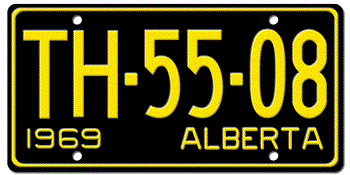 1969 ALBERTA LICENSE PLATE - 