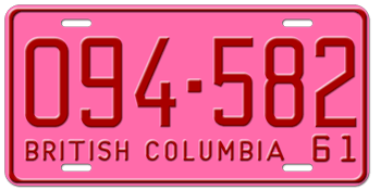 1961 BRITISH COLUMBIA LICENSE PLATE - EMBOSSED WITH YOUR CUSTOM NUMBER
