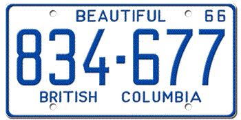 1966 BRITISH COLUMBIA LICENSE PLATE - 