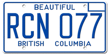 1973 BRITISH COLUMBIA LICENSE PLATE - EMBOSSED WITH YOUR CUSTOM NUMBER