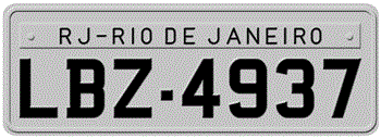 BRAZIL RIO DE JANEIRO LICENSE PLATE -- EMBOSSED WITH YOUR CUSTOM NUMBER