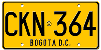 COLOMBIA (BOGOTA DC) LICENSE PLATE -EMBOSSED WITH YOUR CUSTOM NUMBER