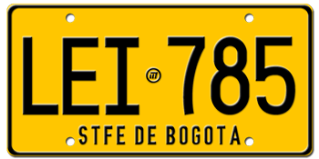 COLOMBIA (STFE DE BOGOTA) LICENSE PLATE -