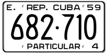 CUBA AUTO LICENSE PLATE ISSUED IN 1959 -EMBOSSED WITH YOUR CUSTOM NUMBER
