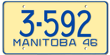 1946 MANITOBA LICENSE PLATE - EMBOSSED WITH YOUR CUSTOM NUMBER