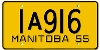 1955 MANITOBA LICENSE PLATE - EMBOSSED WITH YOUR CUSTOM NUMBER