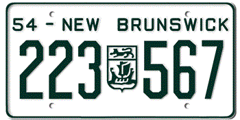 1954 NEW BRUNSWICK LICENSE PLATE - 