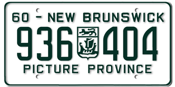 1960 NEW BRUNSWICK LICENSE PLATE - 