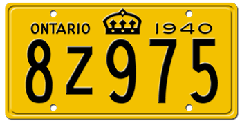 1940 ONTARIO LICENSE PLATE - 