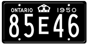 1950 ONTARIO LICENSE PLATE - EMBOSSED WITH YOUR CUSTOM NUMBER