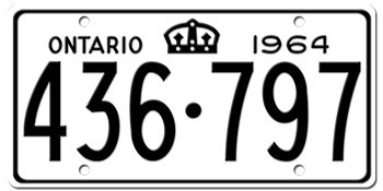 1964 ONTARIO LICENSE PLATE - EMBOSSED WITH YOUR CUSTOM NUMBER