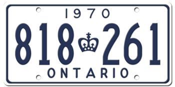 1970 ONTARIO LICENSE PLATE - EMBOSSED WITH YOUR CUSTOM NUMBER