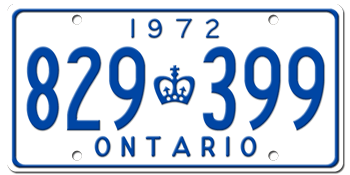 1972 ONTARIO LICENSE PLATE - 