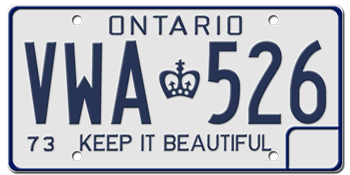 1973 ONTARIO LICENSE PLATE - 