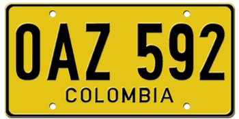 COLOMBIA PRIVATE AUTO LICENSE PLATE -