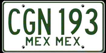 MEXICO (ESTADO DE MEXICO) LICENSE PLATE ISSUED BETWEEN 1992 - 1998 -
