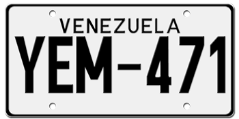 VENEZUELA PRIVATE AUTO LICENSE PLATE -EMBOSSED WITH YOUR CUSTOM NUMBER