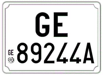 ITALY EURO SQUARE LICENSE PLATE PROVINCE OF GENOA ISSUED BETWEEN 1977 TO 1994. - 