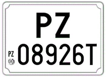 ITALY EURO SQUARE LICENSE PLATE PROVINCE OF POTENZA ISSUED BETWEEN 1977 TO 1994. - EMBOSSED WITH YOUR CUSTOM NUMBER