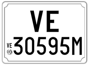 ITALY EURO SQUARE LICENSE PLATE PROVINCE OF VENICE ISSUED BETWEEN 1977 TO 1994. - 