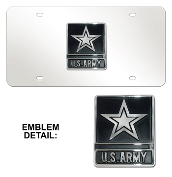 US ARMY CHROME EMBLEM 3D MIRROR LICENSE PLATE