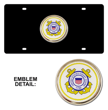 COAST GUARD CHROME EMBLEM 3D BLACK LICENSE PLATE