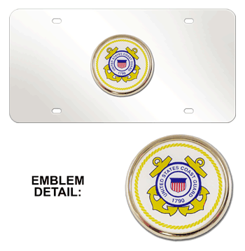 COAST GUARD CHROME EMBLEM 3D MIRROR LICENSE PLATE