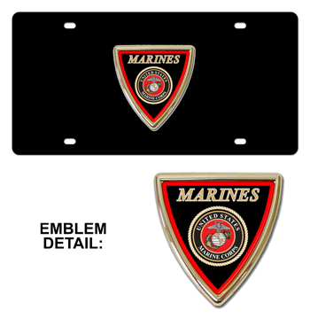 MARINES SHIELD EMBLEM 3D BLACK LICENSE PLATE