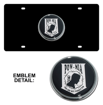 POW/MIA EMBLEM 3D BLACK LICENSE PLATE