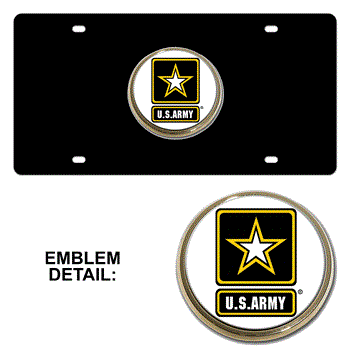 US ARMY EMBLEM 3D BLACK LICENSE PLATE