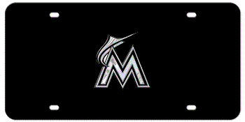 MIAMI MARLINS LOGO MLB (MAJOR LEAGUE BASEBALL) CHROME EMBLEM 3D BLACK LICENSE PLATE