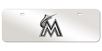MIAMI MARLINS LOGO MLB (MAJOR LEAGUE BASEBALL) CHROME EMBLEM 3D MIRROR MID-SIZE LICENSE PLATE
