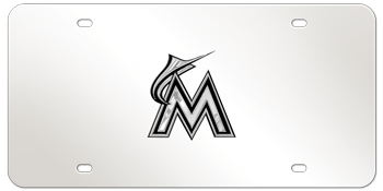 MIAMI MARLINS LOGO MLB (MAJOR LEAGUE BASEBALL) CHROME EMBLEM 3D MIRROR LICENSE PLATE