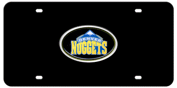 DENVER NUGGETS NBA (NATIONAL BASKETBALL ASSOCIATION) COLOR EMBLEM 3D BLACK LICENSE PLATE