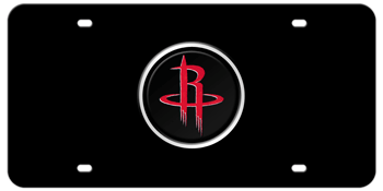 HOUSTON ROCKETS NBA (NATIONAL BASKETBALL ASSOCIATION) COLOR EMBLEM 3D BLACK LICENSE PLATE