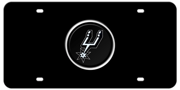 SAN ANTONIO SPURS NBA (NATIONAL BASKETBALL ASSOCIATION) COLOR EMBLEM 3D BLACK LICENSE PLATE