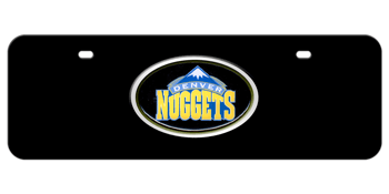 DENVER NUGGETS NBA (NATIONAL BASKETBALL ASSOCIATION) COLOR EMBLEM 3D BLACK MID-SIZE LICENSE PLATE