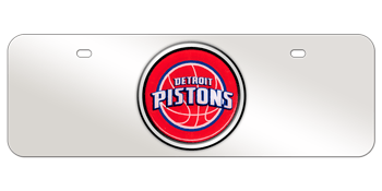 DETROIT PISTONS NBA (NATIONAL BASKETBALL ASSOCIATION) COLOR EMBLEM 3D MIRROR MID-SIZE LICENSE PLATE