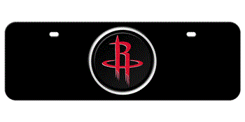 HOUSTON ROCKETS NBA (NATIONAL BASKETBALL ASSOCIATION) COLOR EMBLEM 3D BLACK MID-SIZE LICENSE PLATE