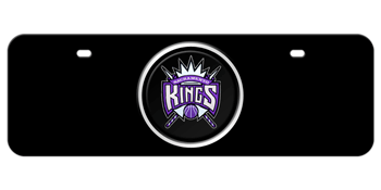 SACRAMENTO KINGS NBA (NATIONAL BASKETBALL ASSOCIATION) COLOR EMBLEM 3D BLACK MID-SIZE LICENSE PLATE