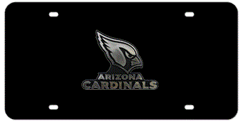 ARIZONA CARDINALS NFL (NATIONAL FOOTBALL LEAGUE) CHROME EMBLEM 3D BLACK LICENSE PLATE