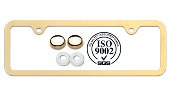 SLEEK DESIGN GOLD FINISHED STAINLESS STEEL MID-SIZE LICENSE PLATE FRAME