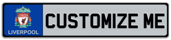 LIVERPOOL INTERNATIONAL SOCCER EUROPEAN PLATE EMBOSSED WITH YOUR CUSTOM NUMBER