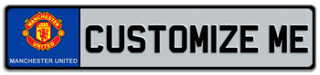 MANCHESTER UNITED INTERNATIONAL SOCCER EUROPEAN PLATE EMBOSSED WITH YOUR CUSTOM NUMBER