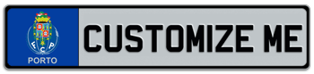 PORTO INTERNATIONAL SOCCER EUROPEAN PLATE EMBOSSED WITH YOUR CUSTOM NUMBER