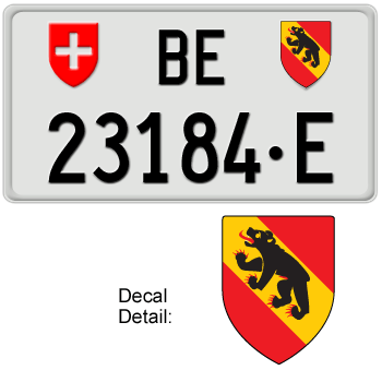 SWITZERLAND(BERN) SWISS SQUARE LICENSE PLATE -- EMBOSSED WITH YOUR CUSTOM NUMBER