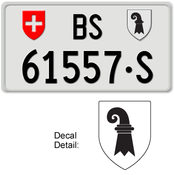 SWITZERLAND(BASEL-STADT) LICENSE PLATE -- EMBOSSED WITH YOUR CUSTOM NUMBER