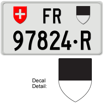 SWITZERLAND(FRIBOURG) SWISS SQUARE LICENSE PLATE -- EMBOSSED WITH YOUR CUSTOM NUMBER